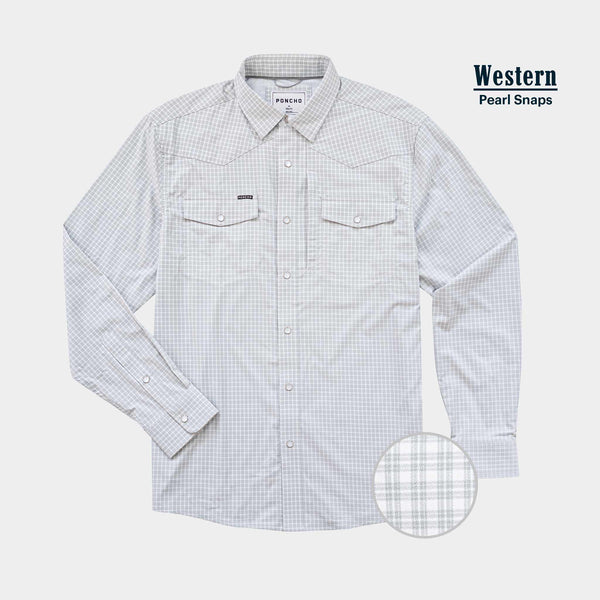 Poncho Pearl Snap Western | Solid White Short Sleeve