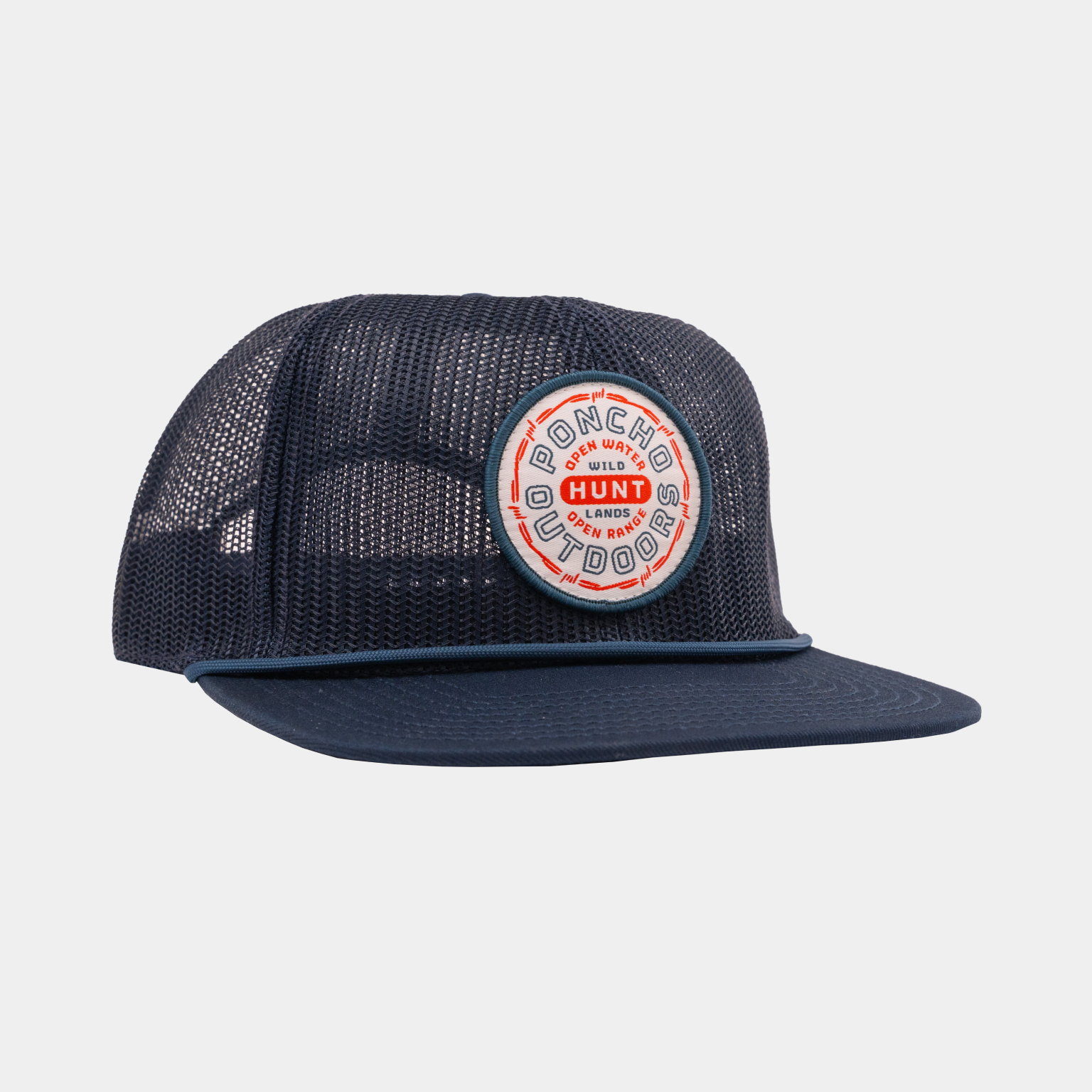 Product photo of blue mesh rope hat