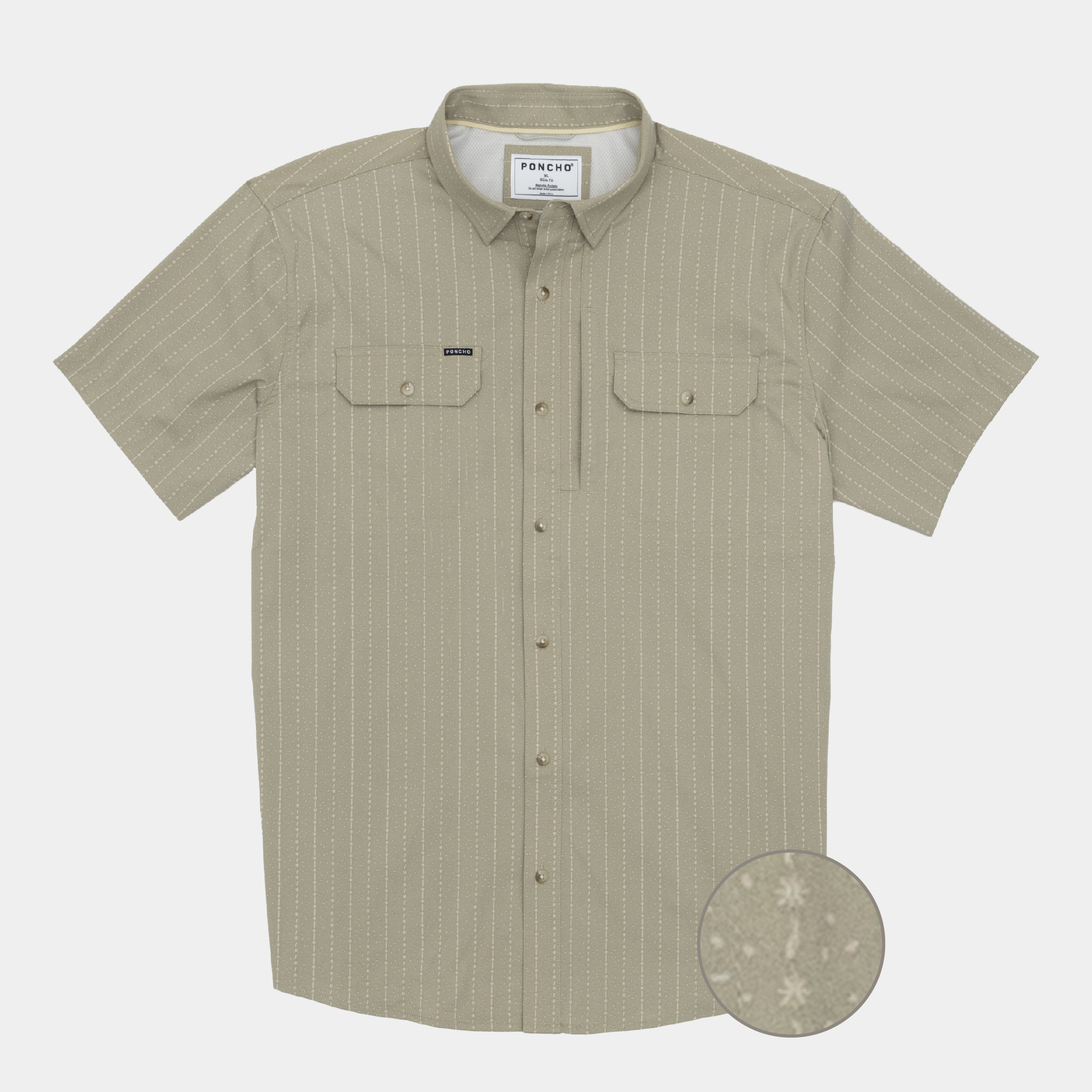 Flat lay of green button up shirt