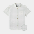 Flat lay of green and white plaid button dow shirt