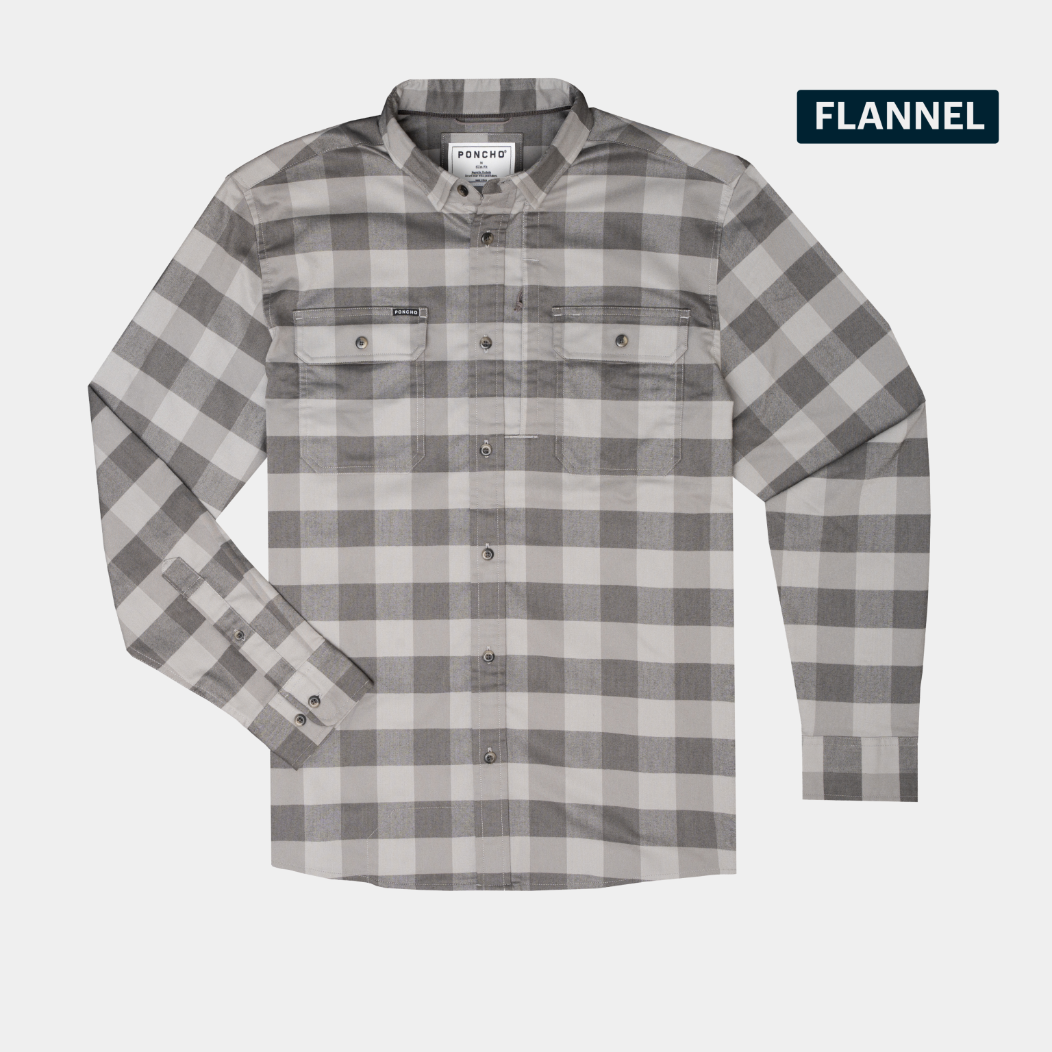 product photo of black plaid shirt with original buttons