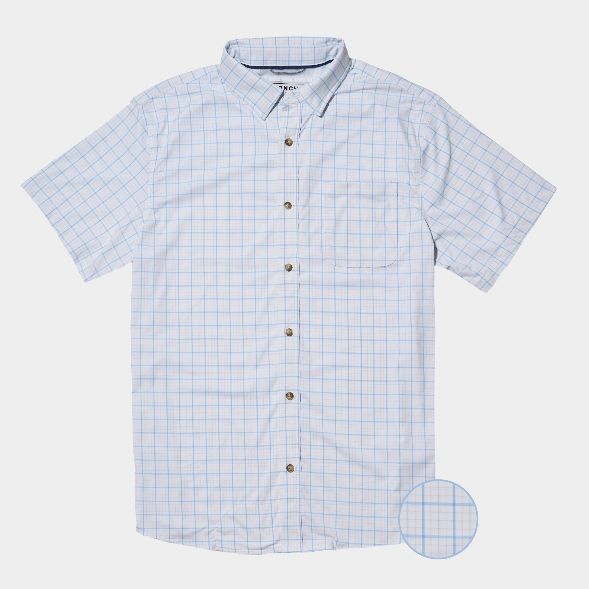 white and blue plaid short sleeve