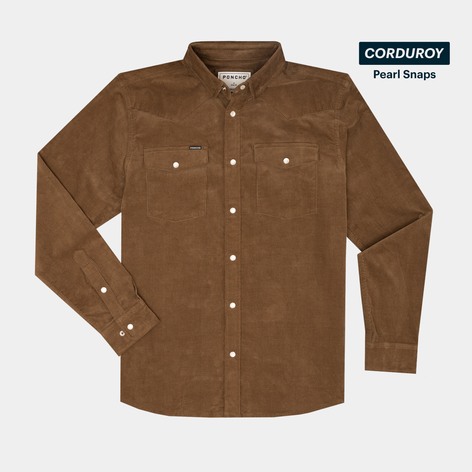 Flat lay of brown courduroy western shirt