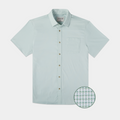 Button down grid green microcheck shirt short sleeve