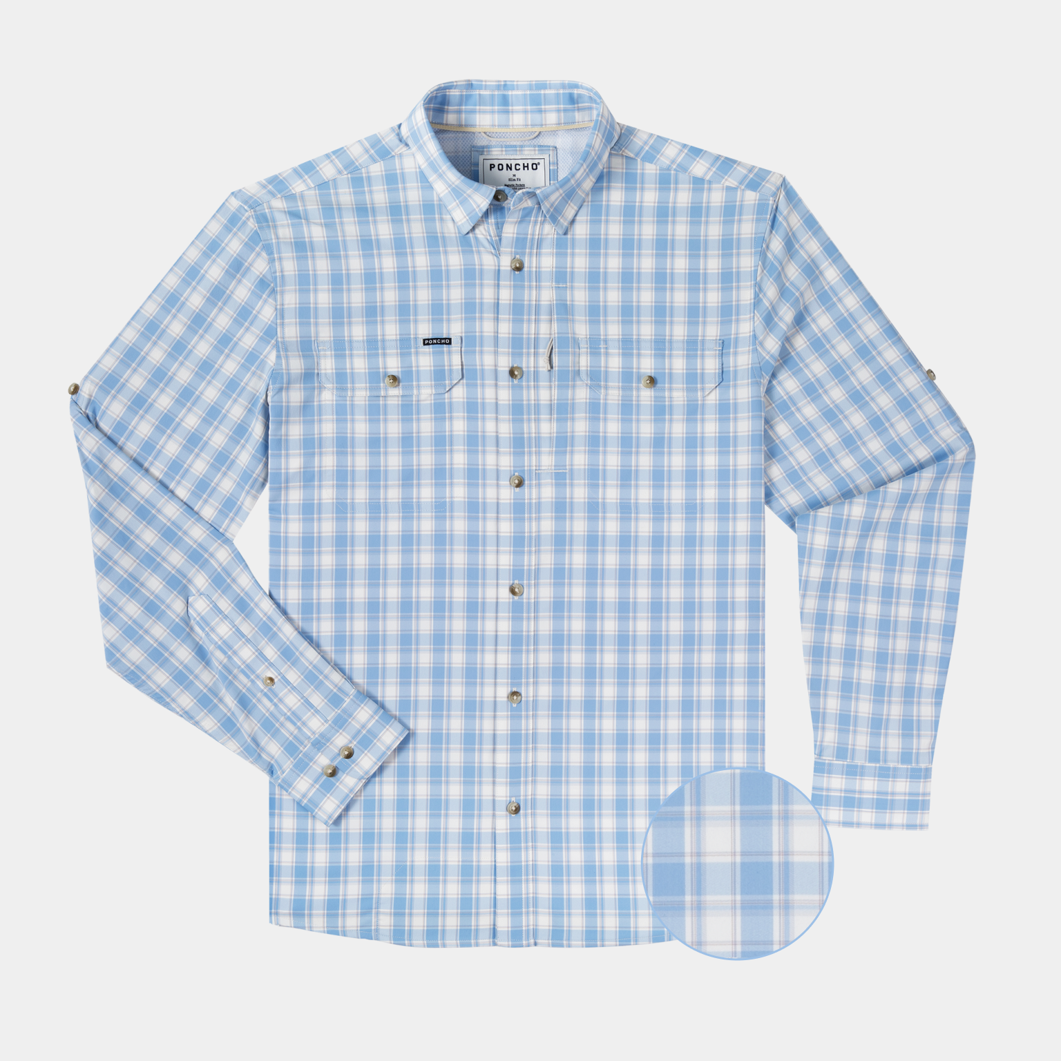 Blue button down long sleeve plaid shirt