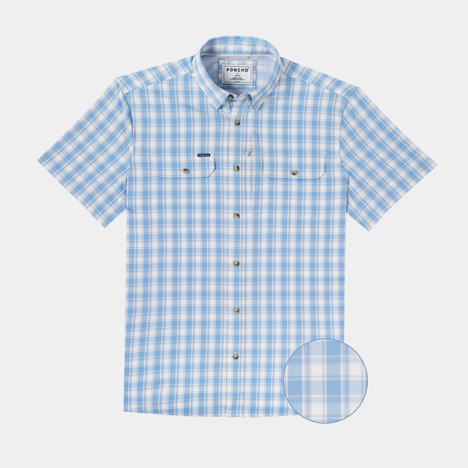 Flat lay button down of short sleeve shirt