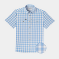 Flat lay button down of short sleeve shirt