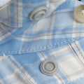 Close up of hidden snap collar buttons