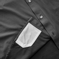 hidden sunglass cleaner on grey button down shirt