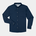 Product Flat lay of Navy Button Down Shirt with long sleeves